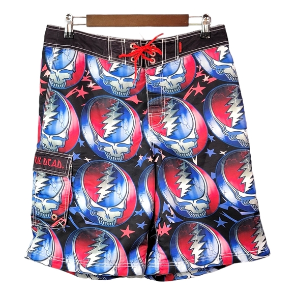 Dragon Fly Greatful Dead Vintage Y2K All Over Print AOP Swim Trunks Shorts  32 - Picture 2 of 11